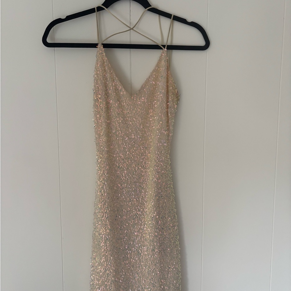 Elegant Cream Sequin Dress